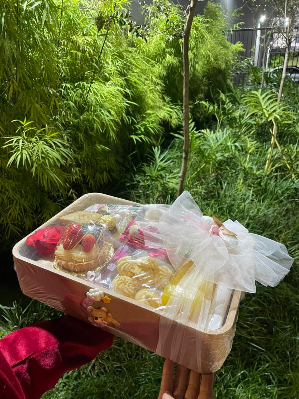 Cesta de Dia dos Namorados montada pela aluna Léia